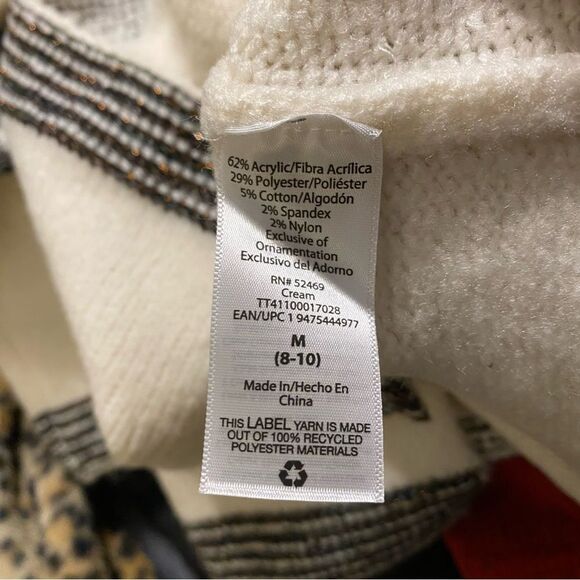 Time and Tru Women's Sweater - Cream with Multicolor Pattern - Picture 7 of 7